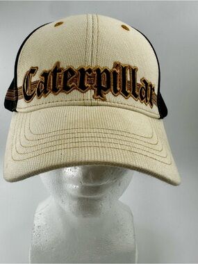Caterpillar Beige and Black Embroidered Logo Hat